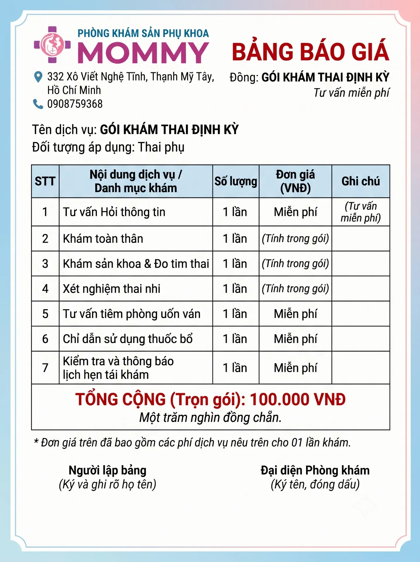 Bảng giá